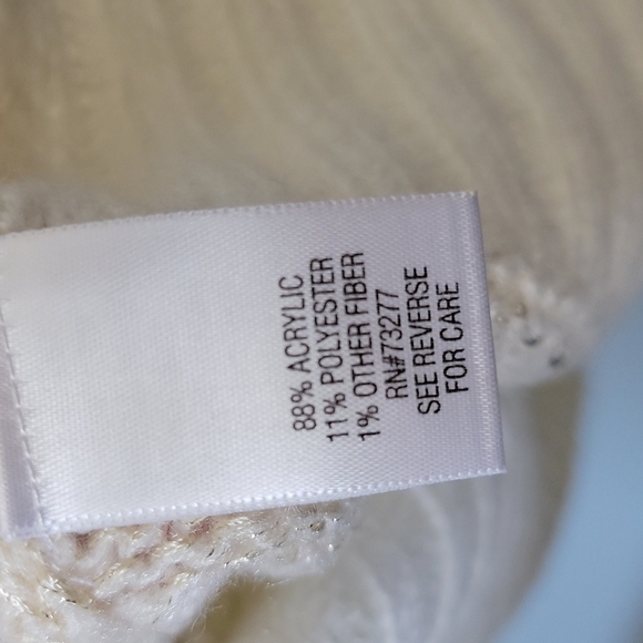 Apt 9 cream knit fuzzy sequin striped sweater XL - Picture 6 of 7